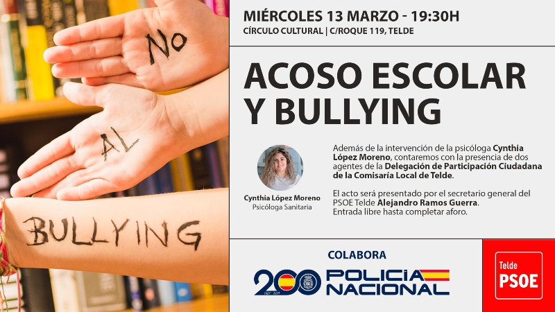 El PSOE Telde organiza una charla abierta sobre el acoso escolar y bullying