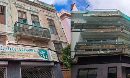 Las mallas de protección anti cascotes en los edificios, se eternizan en Telde