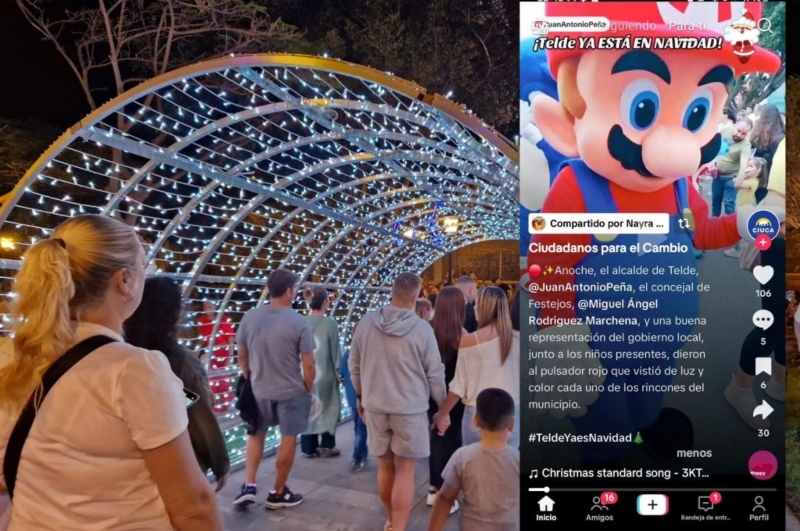 Ciuca el partido del Alcalde de Telde publica un vídeo del encendido de la Navidad borrando al Concejal de Alumbrado  responsable del mismo