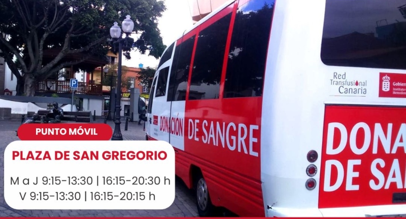 La plaza de San Gregorio en Telde acoge un punto móvil para donar sangre
