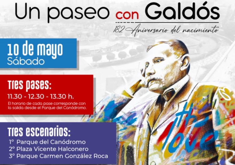 El Ayuntamiento de Las Palmas celebra el 182 aniversario del nacimiento de Galdós con teatro, cómics y una ofrenda floral en el barrio de Schamann