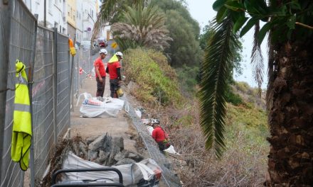 El Ayuntamiento de Las Palmas refuerza 120 metros de muro en la calle El Salvial del barrio de Tenoya
